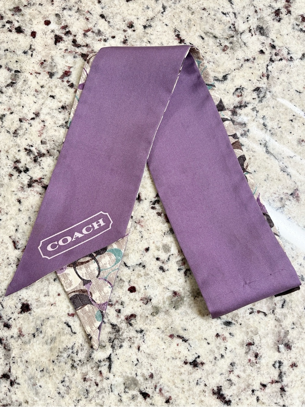 Coach Signature Print Silk Skinny Bag Scarf EUC - Picture 4 of 7